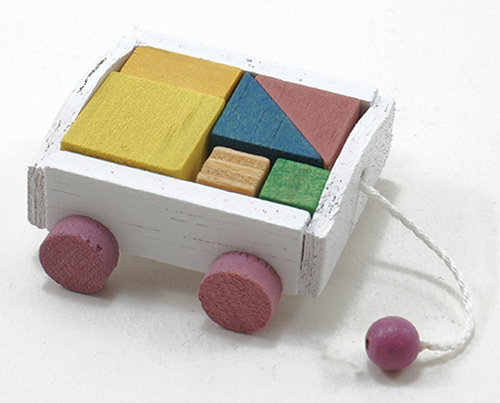 Dollhouse Miniature Wagon W/Blocks